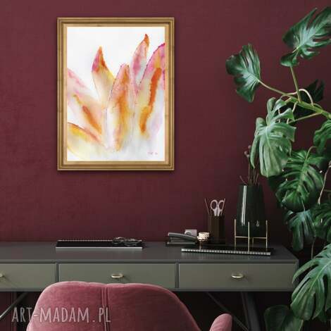 Aloes róż i pomarańcz - ręcznie malowana akwarela A4 z podpisem art-Madam.pl