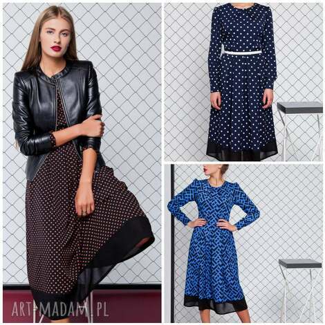 suknia z krepy i szyfonu, sukienka, midi, elegancka, ubrania, oversize