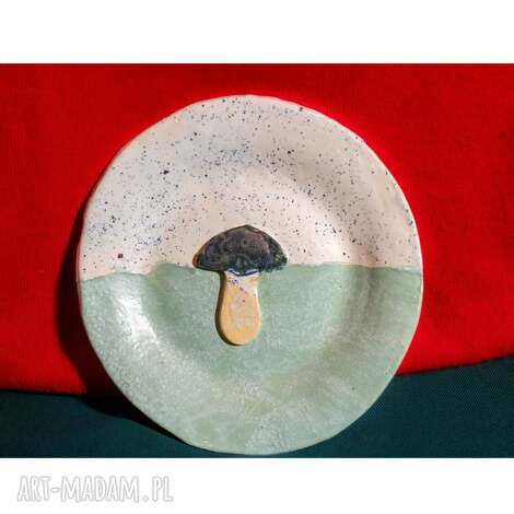 ceramiczny talerz grzybek - dekoracja świąteczna dekoracje świąteczne, boże
