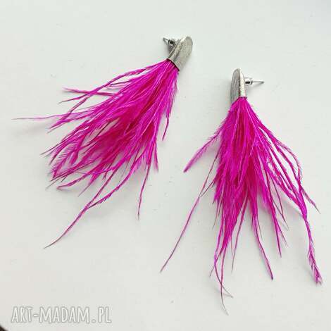 Kolczyki Piórko - zmatowiona alpaka i srebro 925, ok. 8 cm (Katarzyna Kaminska)