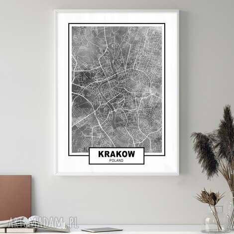 Kraków - czarno-biały plakat z planem miasta 40x50 cm (GC -21 -1166) - mapa na ścianę
