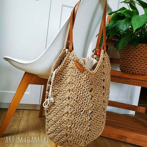 Torba z juty na ramię Tulip Bag z lnianym woreczkiem