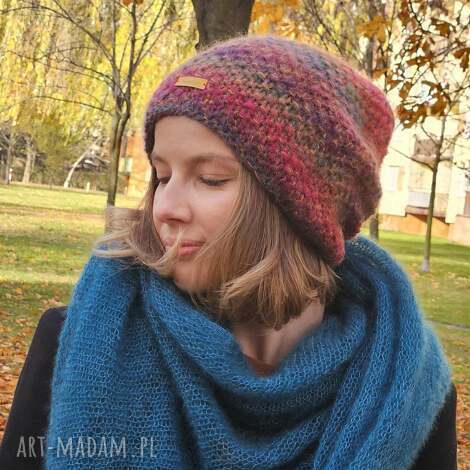 The Wool Art: czapka orion (bardzo duża), duża czapka, wełniana, na prezent, kolorowa