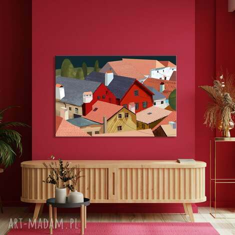 Między Dachami 120x80 cm - nowoczesny obraz drukowany na płótnie canvas, gotowy do powieszenia