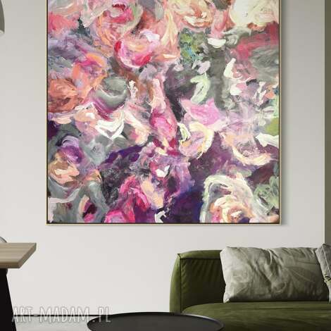 Kolorowy obraz abstrakcyjny 90x90 cm na płótnie