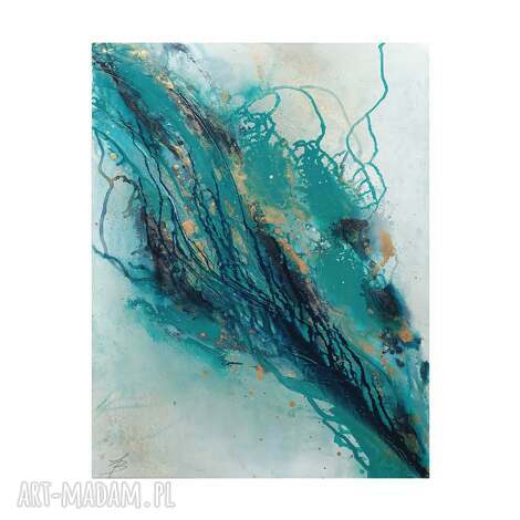 Żródło 70x90 cm - ręcznie malowany obraz abstrakcyjny akryl na płótnie