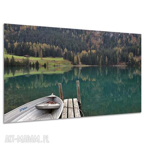 Obraz na płótnie łódka i jezioro 120x80 cm