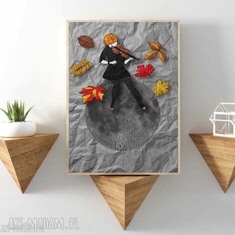 Jesienna melodia - art print A4 z nutką muzyki