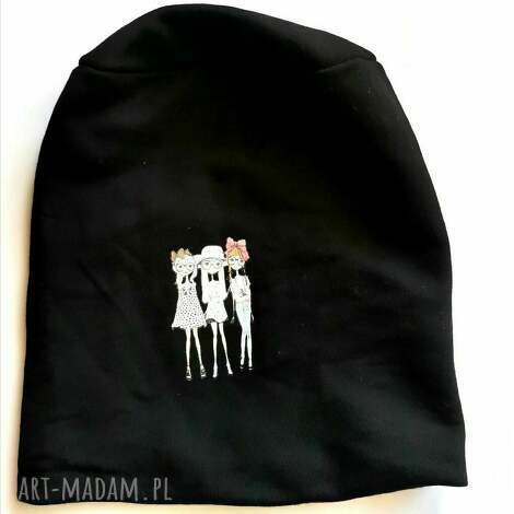 czapka czarna panienki mają tajemnice, nie wszystkie nosza spódnice na podszewce