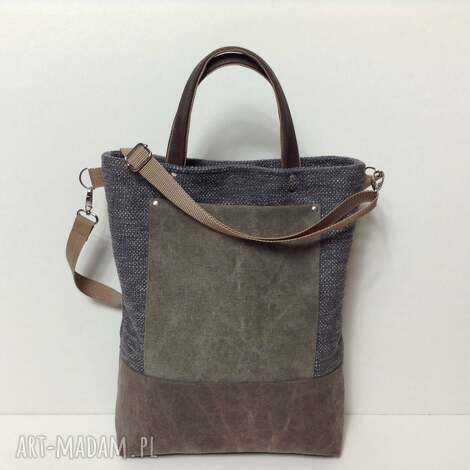 Torba na ramię listonoszka handmade - canvas i len