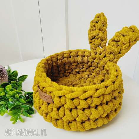 Koszyk wielkanocny The Easter Bunny - handmade z sznurka bawełnianego, dekoracja na stół