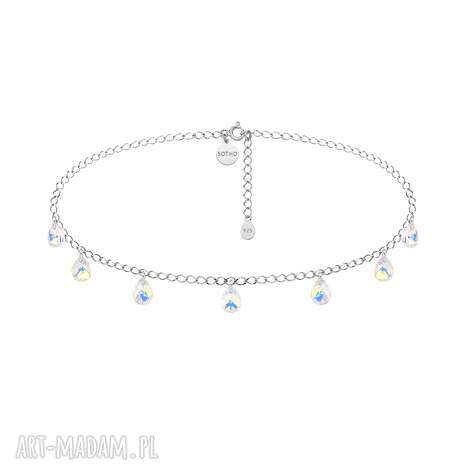 srebrny choker opalizującymi kryształami swarovski crystal naszyjnik