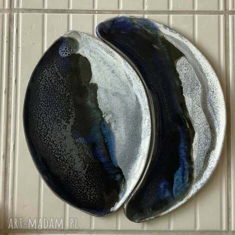Komplet Luna 6: ceramiczna patera do deseru - rękodzieło