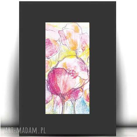 Mały plakat z kwiatami łąka boho A4 na ścianę - do samodzielnej oprawy