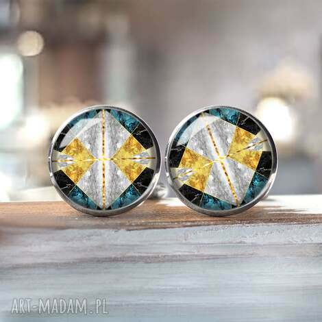 geometryczne modernistyczne spinki do koszuli, unikatowe spinki, artystyczne