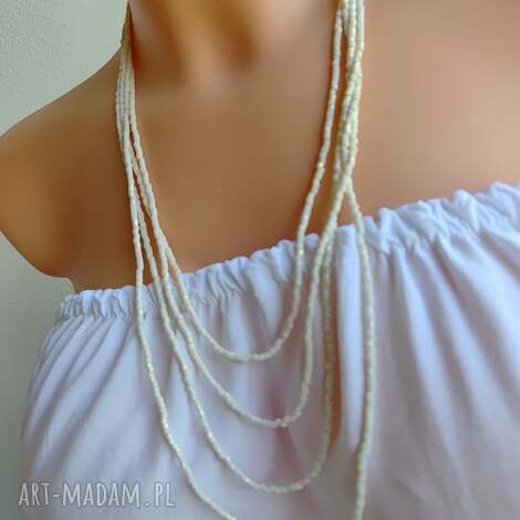 unikatart - naszyjnik koraliki eqrue drobne rurki korale kaskadowe, korale długie delikatne
