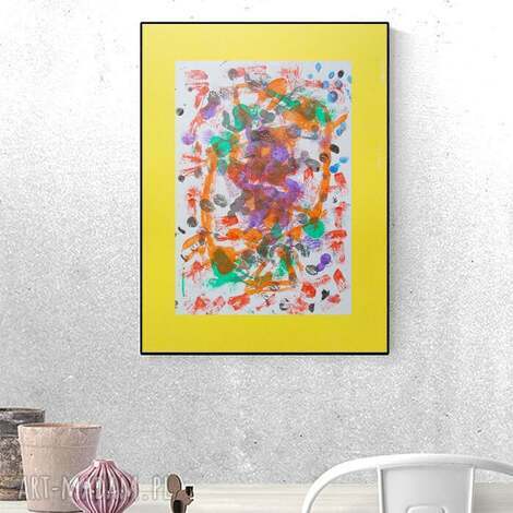 Boho abstrakcyjna grafika na ścianę 30x40 cm - ręcznie malowany rysunek do loftu