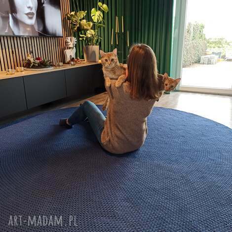 dywan round braid okrągły, dziergany ze sznurka bawełnianego 5mm średnica 220