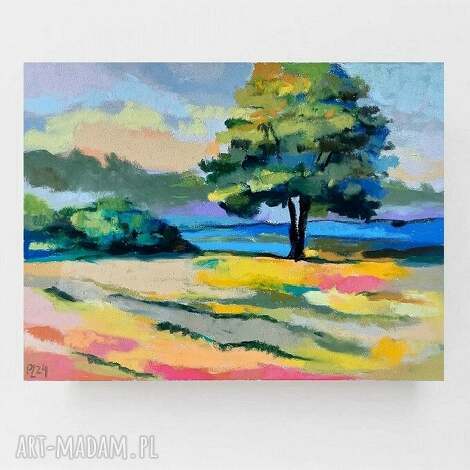 Pejzaż w pastelach suchych 18x24 cm - ręcznie wykonana dekoracja Pauliny Lebidy (bez ramy)