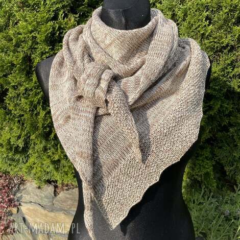 chustki i apaszki chusta asymetryczna beżowa 01, z bawełną prezent