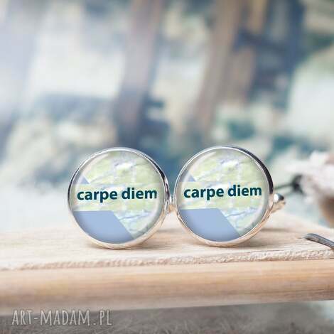 spinki do koszuli z napisem motto carpe diem spinki do mankietów, motto