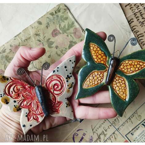 Zestaw motyli - ceramika handmade do zawieszenia na ścianie (Wylęgarnia Pomysłów)