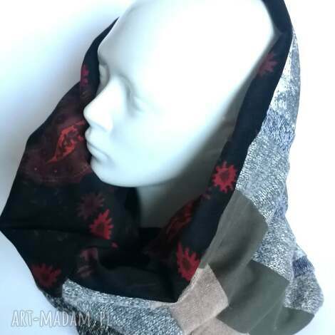 Komin patchworkowy damski 44x45 cm - folk boho handmade