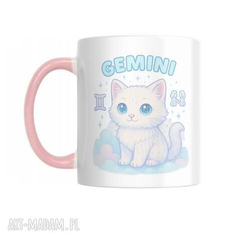 Kubek zodiakalny Bliźnięta - kotek Gemini (330 ml) na prezent dla niej