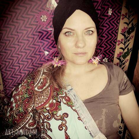 turban dzianina swetrowa etno rozmiar uniwersalny, nie uciska głowy, fajnie się