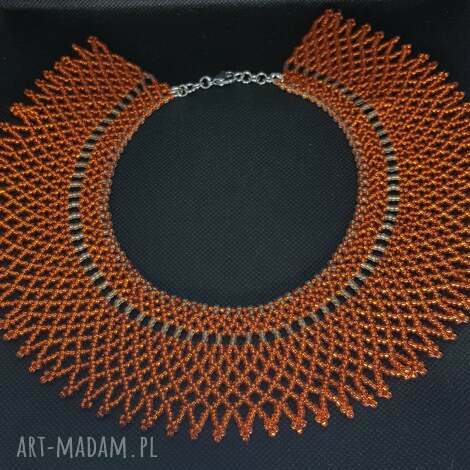 Naszyjnik Krywulka Słodka Pomarańcza - ręcznie pleciony choker z koralików szklanych