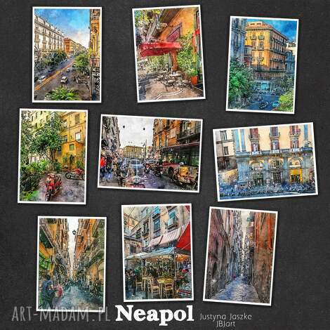 Neapol w akwareli - zestaw 9 grafik 13x18 cm na prezent dla miłośniczek Włoch