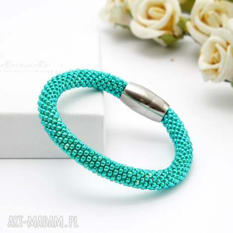 Bransoletka Koralikowa "Turquoise Ocean" - magnetyczne zapięcie 316L, handmade