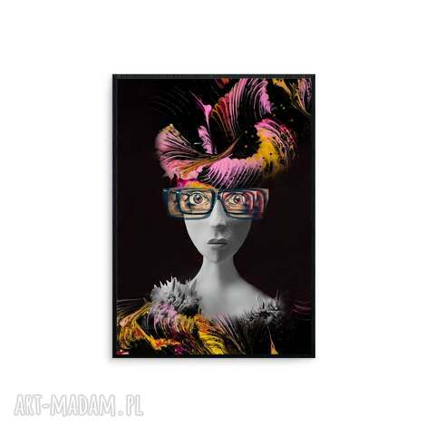 Grafika Brain Storm 50x70 - abstrakcyjny kolaż z czarną ramą