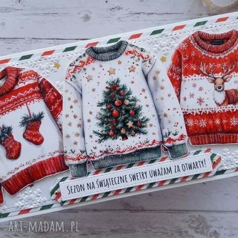 ZaCraftowane, kartka świąteczna ze swetrami, kartka ze swetrami, świąteczne