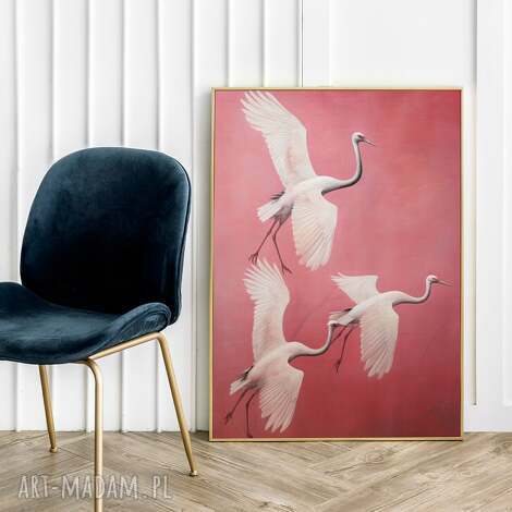 Różowy plakat Ptaki w locie 50x70 cm - Hogstudio