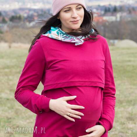 bluza ciążowa i karmienia karmienie piersią kapturem