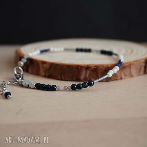 Bransoletka stal chirurgiczna - jadeit, howlit, hematyt, ametyst i lapis lazuli (ONArt)
