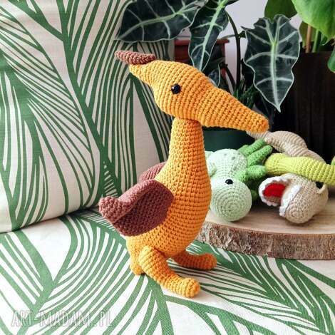 Dinozaur Pterodaktyl - dziana bawełniana maskotka handmade, prezent dla dziecka