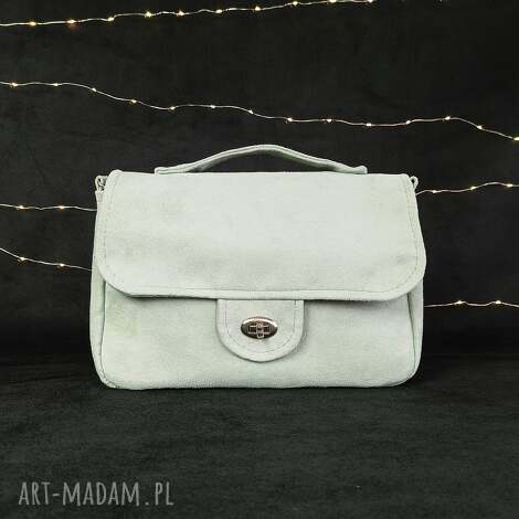 Listonoszka BŁĘKIT crossbody zamszowa tkanina - ręcznie robiona na ramię