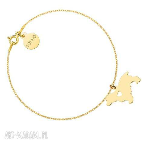 Złota bransoletka z psem rasy cocker spaniel - pozłacana 24k, Srebro 925