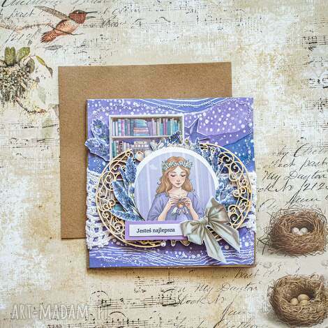 Kartka dla niej - jesteś najlepsza - ręcznie robiona w stylu scrapbooking