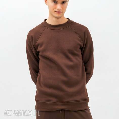 Bluza męska raglan basic Volkan czekolada - ręcznie szyta, 95% bawełna i 5% elastan