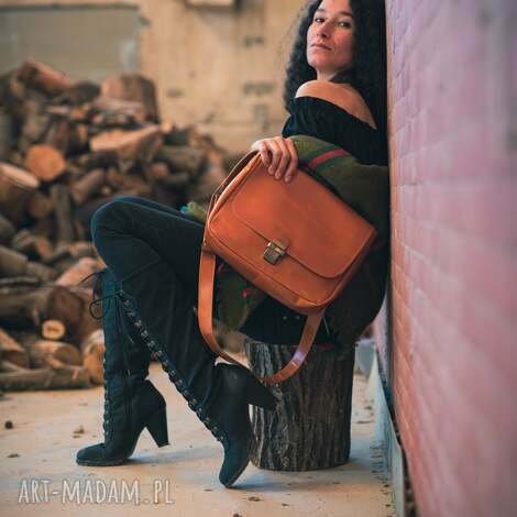 torebki teczka teczuszka na ramię rudy karmel skóra naturalna od ręki, ruda