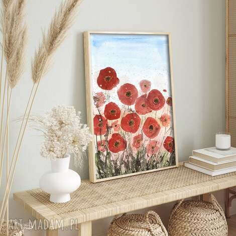 Maki 40x60cm - akwarelowe grafiki kwiatowe