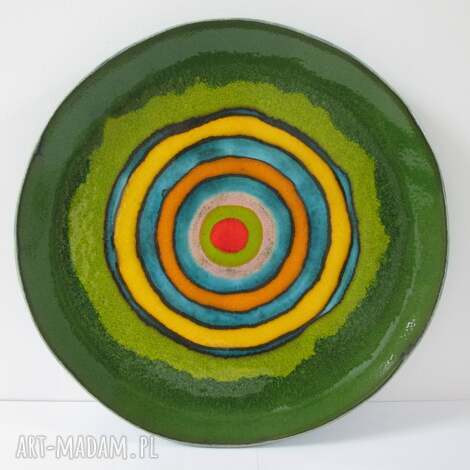 Kolorowy talerz ceramiczny 32 cm - ręcznie formowana patera