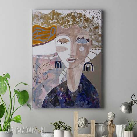 Obraz na płótnie 60x90 - nowoczesna kobieta, twarz (wydruk pigmentowy) - artystyczna dekoracja do domu
