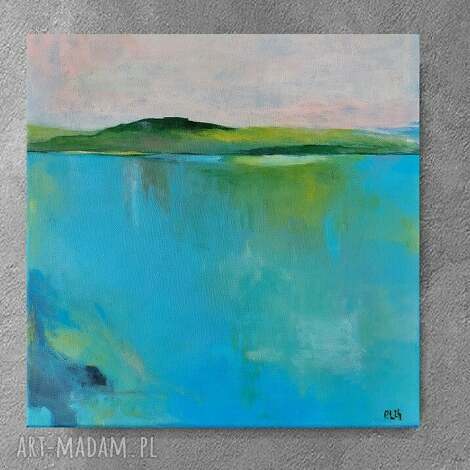Pejzaż nad jeziorem - obraz akrylowy 40x40 cm