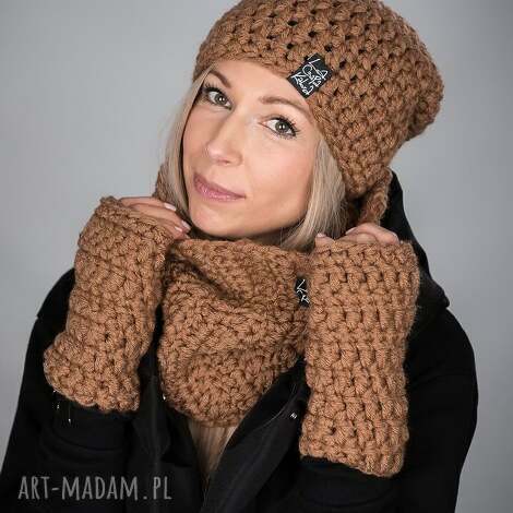 komin monolit 33 - karmelowy, szal, szalik, na szyję, prezent