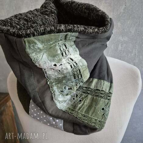 komin miękki patchworkowy kolorowy uniwersalny damski,cieply