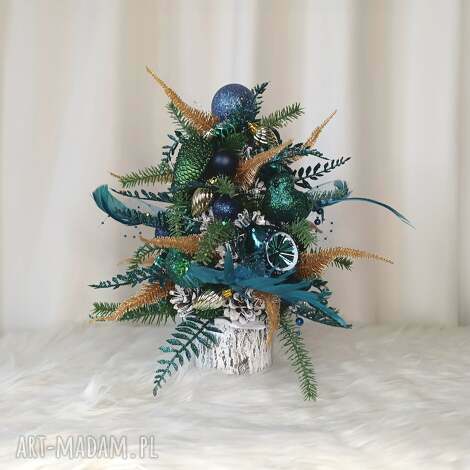 choinka glamour z ptaszkami dekoracja na boże narodzenie led, prezent